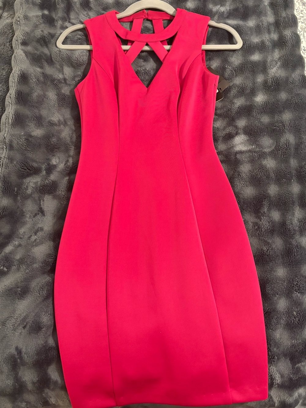 Guess Hot Pink Sleeveless Sheath Dress with Crisscross Detail